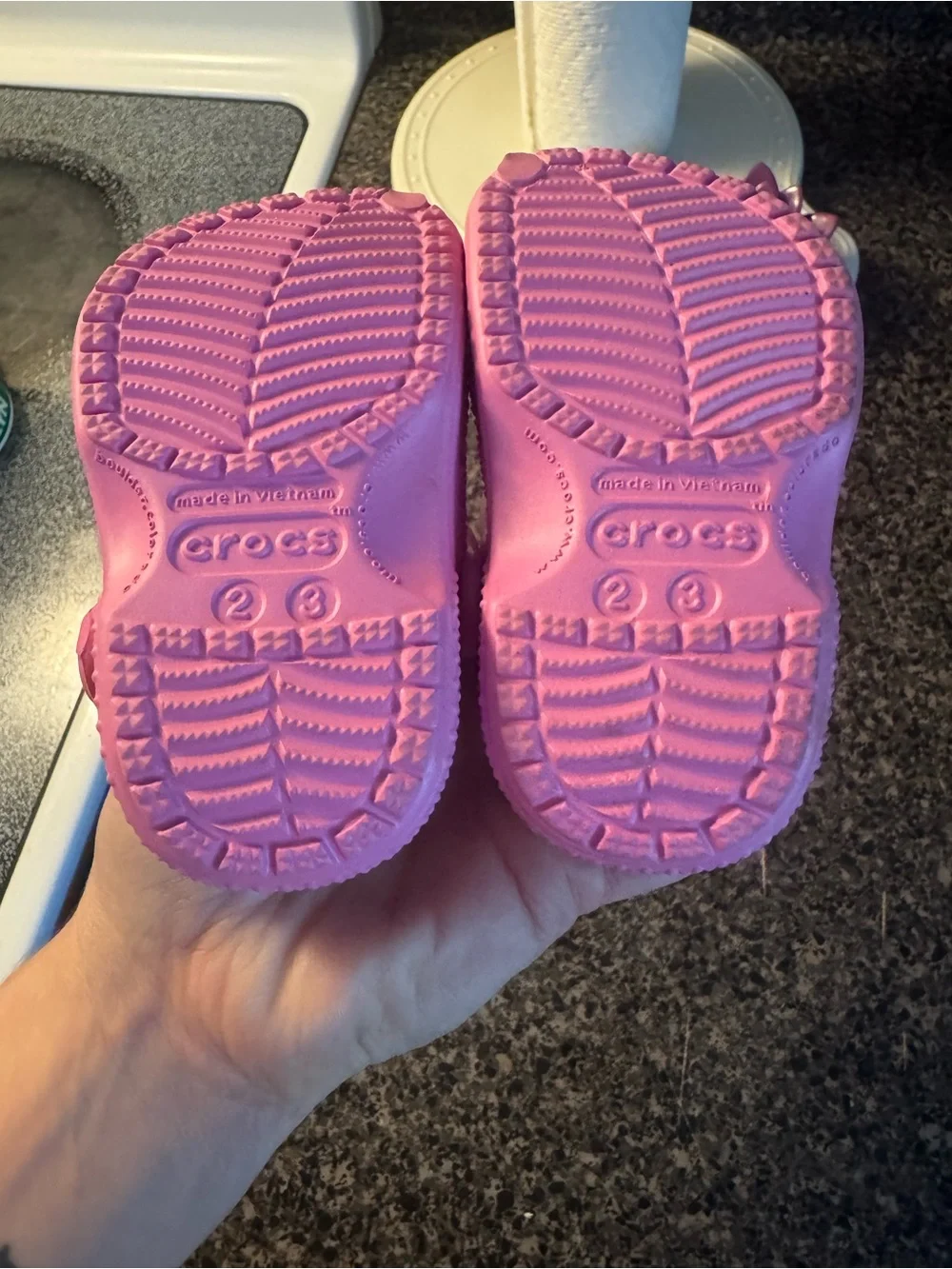 CROCS Baby Classic Clog - Bright Pink Size C2/C3 Worn a Handful Of Times